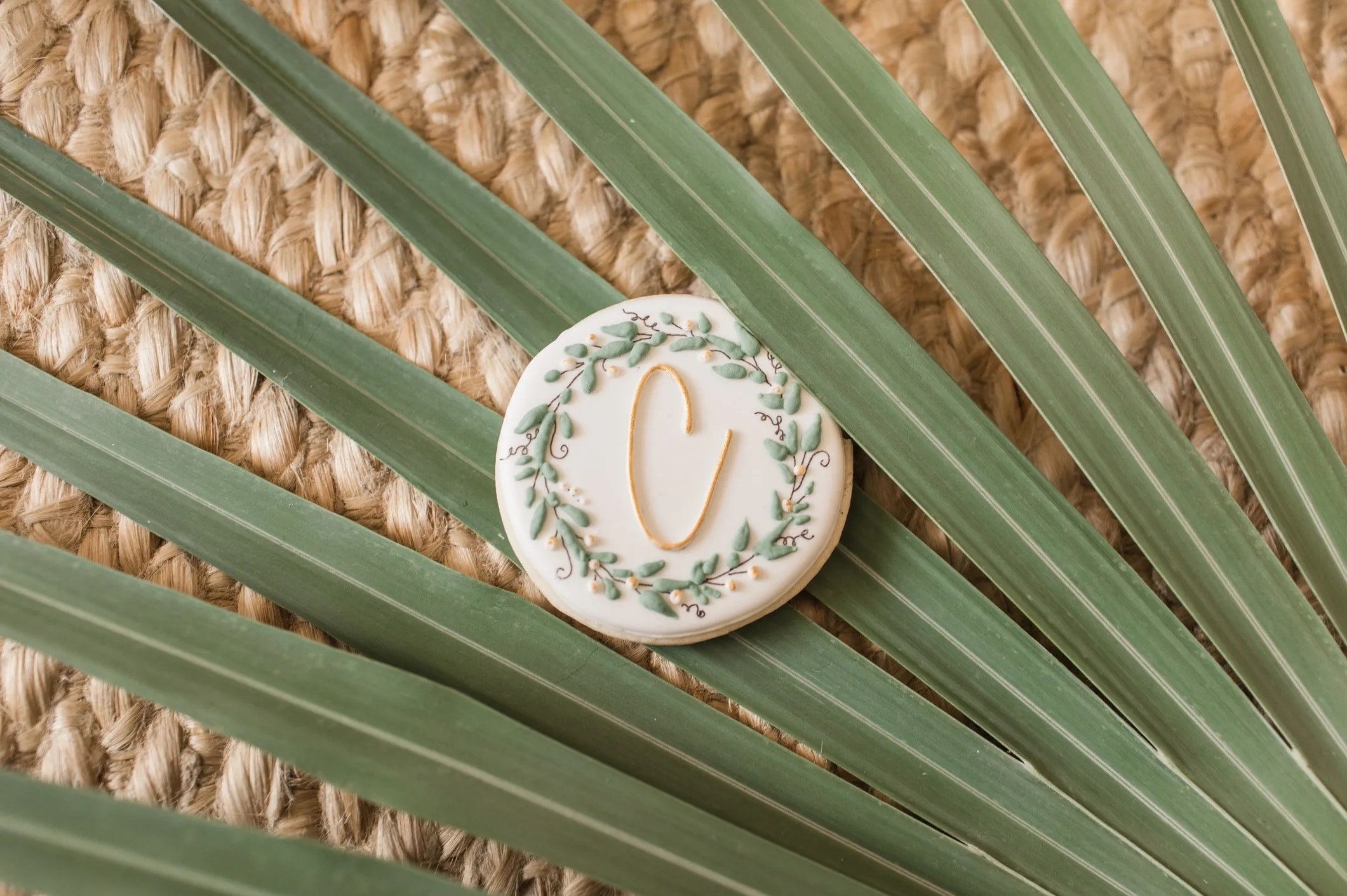 Monogram initial letter decorated sugar cookie